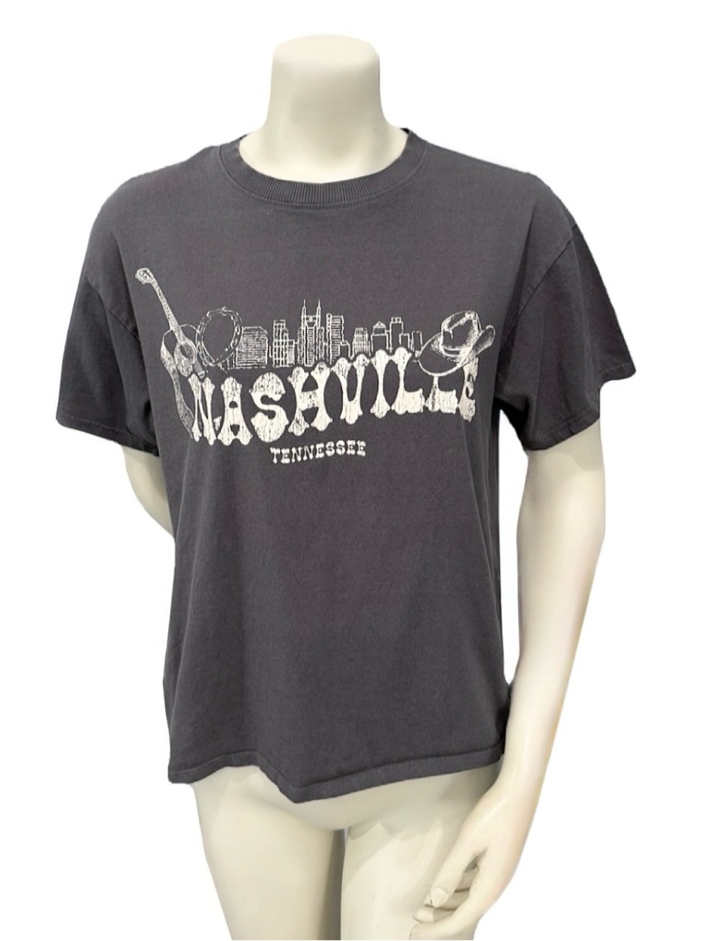 H&M Nashville Tennessee Graphic Tee Gray Oversized Boxy Cotton Size S